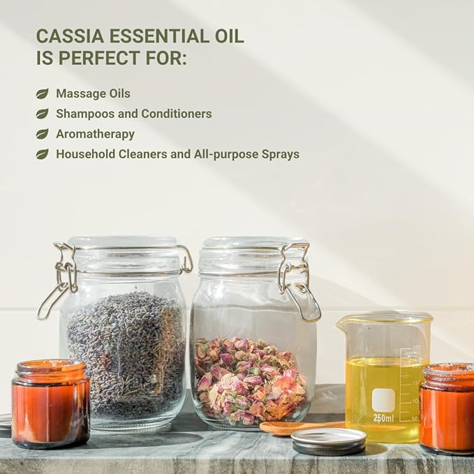 Nature Packaged Cassia Essential Oil - Direct from Vietnamese Mountain Farms - Steam Distilled - Aceite de Casia for Aromatherapy, Massage, Diffuser, DIY Candle and Soap Making - 15ml