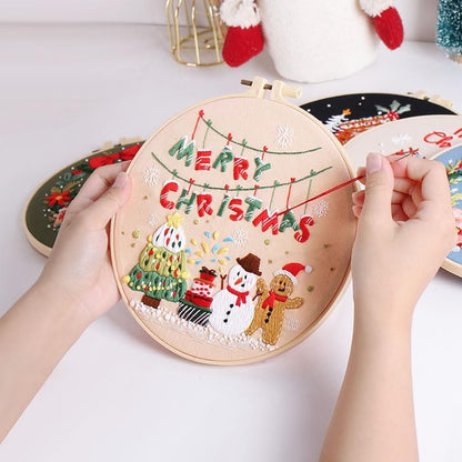 Konrisa Embroidery Kits Merry Christmas Pattern Embroidery Starter Kits for Adults Beginner DIY Sewing Needlepoint Cross Stitch Practice Kit Christmas Home Decoration Handmade Gifts - Image 4