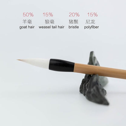 Chinese Calligraphy Brushed, Chinese Brush, QingMiao Weasel Hair Chinese Brush set, Chinese ink brush for Script 2-10cm, Suitable for Regular Script, Running Script and Cursive (Qing Miao S M L 3/pk)