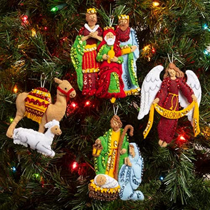 Bucilla Felt Applique 4 Piece Ornament Making Kit, Silent Night, Perfect for DIY Arts and Crafts, 89572E - Image 6