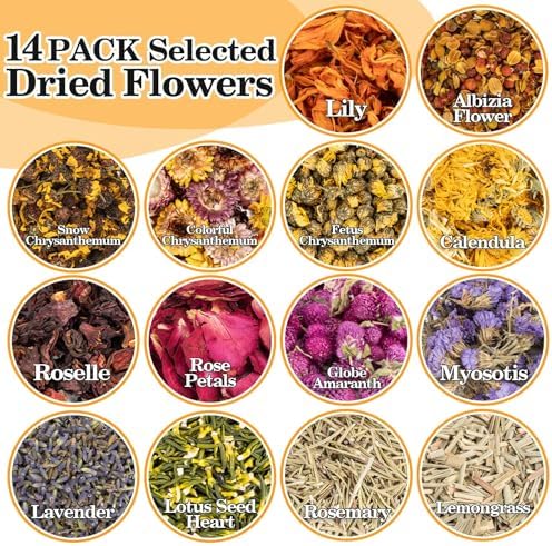 Sukh 14 Bags Dried Herbs Kit - Dried Flower Botanicals Bulk for DIY Crafts - Image 2