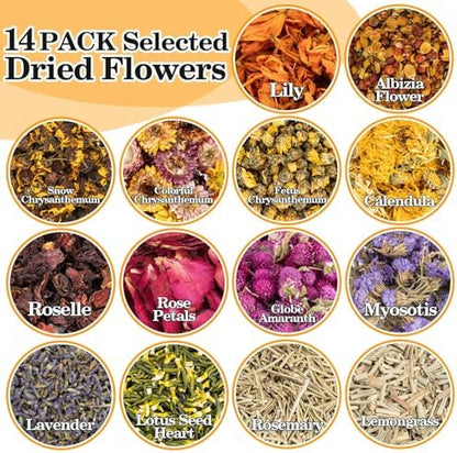 Sukh 14 Bags Dried Herbs Kit - Dried Flower Botanicals Bulk for DIY Crafts - Image 2
