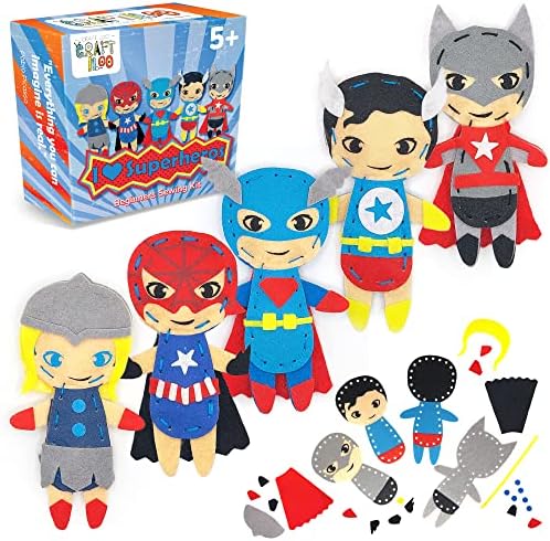 Superhero Sewing Kit for Little Kids - 5 Easy Felt Beginner Projects by Craftiloo