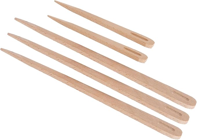 Kodrily 5PCS Weaving Needles, Big Eye Wood Weaving Tools Set, Beech Knitting Fork, DIY Hand Knitting Wood Tool, Portable Needles Weaving Sticks for Crafts Sewing Weaving Yarn