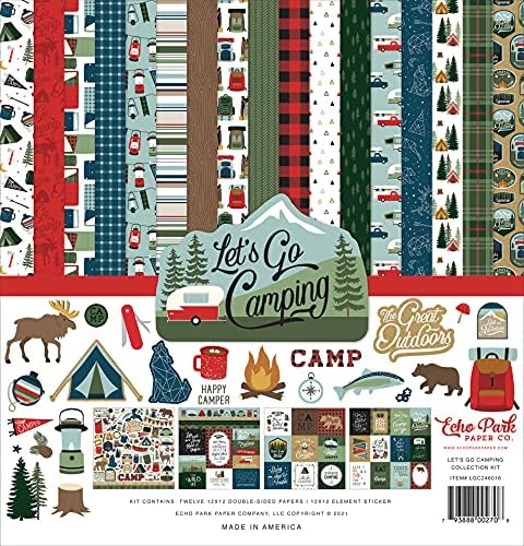 Echo Park Paper Company Let's Go Camping Collection Kit Paper, Multi, 12-x-12-Inch by Echo+Park+Paper