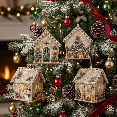 FRANDEK Deer Snowman House Diamond Art Painting Christmas House Ornament - Image 6