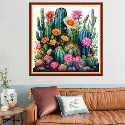 Joyhoor Stamped Cross Stitch Kits for Beginners, Needlepoint Kits for Adults, 11CT Counted Embroidery Kits-Succulent Plants 18x18 inchs - Image 2