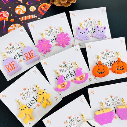 Xaekicr Halloween Polymer Clay Cutters Set – 8Pcs Clay Cutters for Earrings, Pumpkin Skull Witch Hat Molds for DIY Clay Jewelry Making