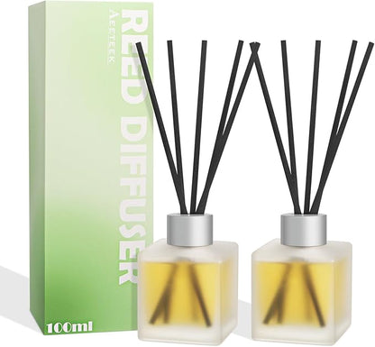 Aeeteek Reed Diffuser, Citrus & Orange Scented Oils Home Fragrance, 3.4fl oz(100ml) Long Lasting Fruity Air Freshener, Essential Oil for Bathroom Guest Room Decor (2 Pack)