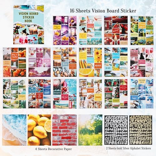 Diuhofart 2026 Vision Board Sticker Book - 300+ Peel & Stick Landscape Images with Metallic Letters, Complete Vision Board Kit & Supplies for Women Men, Dream Board Magazine for Goal Setting - Image 5