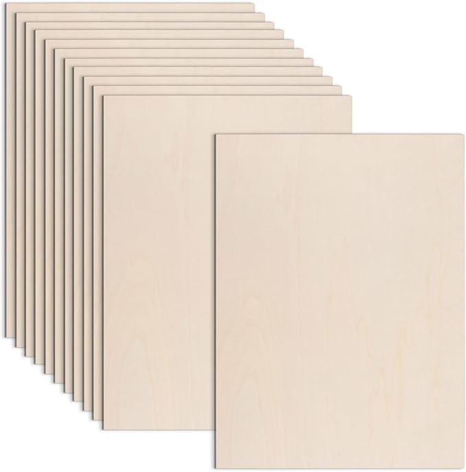 AWIZOM 12 Pack Basswood Sheets for Crafts-18 x 24 x 1/8 Inch- 3mm Thick Plywood Sheets with Smooth Surfaces Unfinished Wood Boards for Laser Cutting, Wood Burning, Architectural Models, Staining