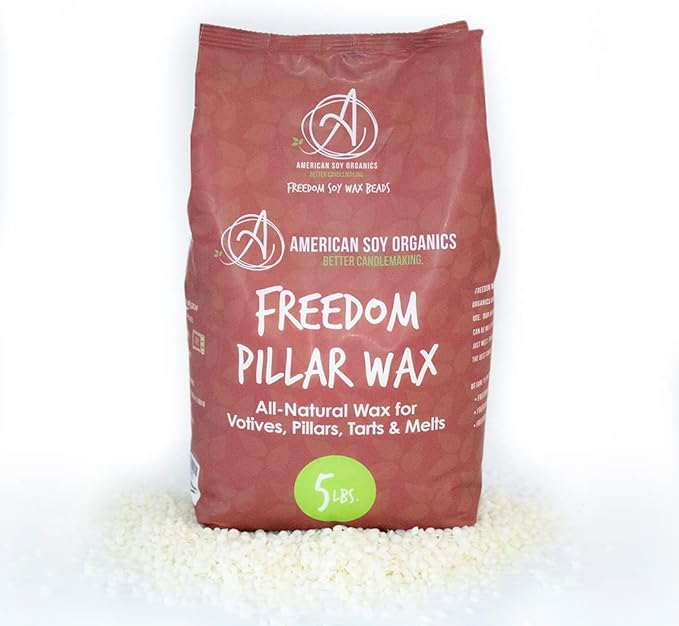 American Soy Organics Freedom Soy Wax Beads for Pillar Candle Making - Natural Supplies - Paraffin-Free, Beeswax-Free Wax for Votives, Pillars, Tarts, Tealights and Melts 5 lb