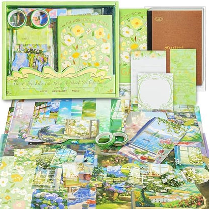 Scrapbooking Supplies Kit, A6 Grid Notebook, Vintage Junk Journaling Kit by Aromoty