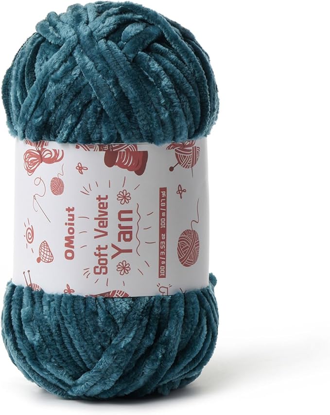 100g Fluffy Velvet Chenille Yarn for Crocheting and Knitting, 80m (87.5yd) Baby Yarn for Crocheting Soft, Crochet Chunky Yarns Amigurumi Yarns (Sapphire Blue)