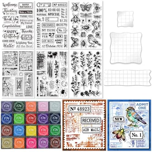 29 Pcs Acrylic Stamps for Crafting Card Making Supplies Set by GLASSWINDS