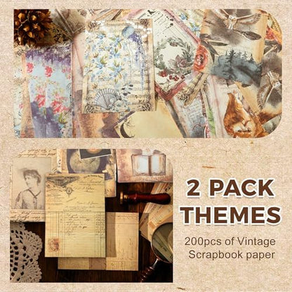 200 Sheets Vintage Scrapbook Paper Supplies, DIY Junk Journal Supplies, Decoupage Paper Aesthetic Room Decor Wall Retro Vision Board Supplies for Scrapbooking Embellishments Planner - Image 3