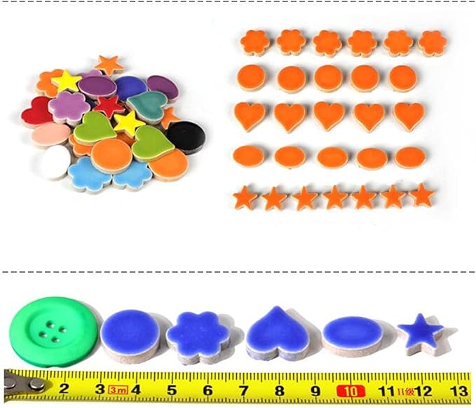 500g/1.1lb Random Color Irregular Ceramics Mosaic Tiles,DIY Making Creative Ceramic Mosaic Tiles for DIY Craft Plates Flowerpots Vases Cups Mosaic Making Supplies (Flowers)