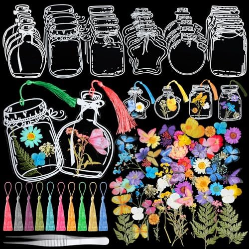 TaoBary 152 Pcs Dried Flower Bookmark Set DIY with Tassels, Rainbow Color by TaoBary