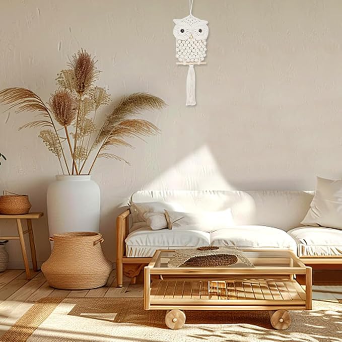 FREEBLOSS Macrame Owl Kit for Beginners Macrame Wall Hanging Kit Macrame Tassels Wall Haning Boho Wall Hanging DIY Macrame Kit Macrame Owl Wall Hanging Decor for Adults Gift