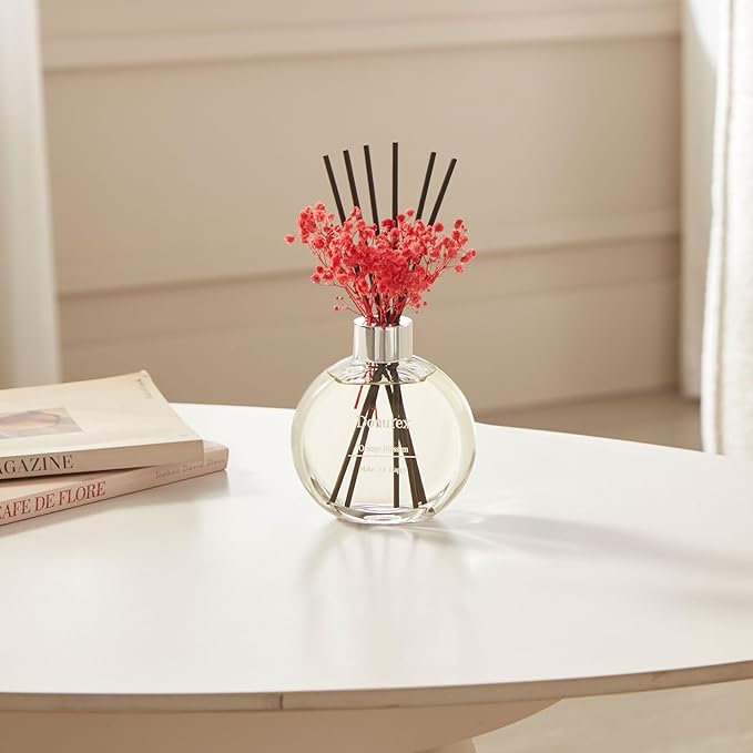 Donurex Flower Reed Diffuser Set 5.07oz Orange Blossom Scent Diffuser with Sticks Home Fragrance Reed Diffuser for Bathroom Shelf Decor