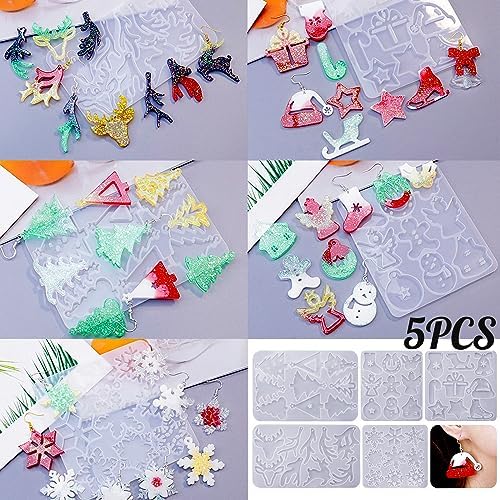 Christmas Earring Molds, 5 Pcs Christmas Style Resin Earring Molds - Image 2