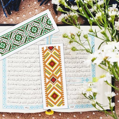 BEUNITONE 6 Pcs Vintage Cross Stitch Bookmark Kits for Beginner with Backing Felt Floss Instructions, Handmade Bookmarks DIY Stamped Craft Embroidery Kits for Adults, Book Lovers 8.5''x3'' - Image 6