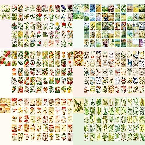 9 Sets 450 Sheets Washi Stickers for Journaling, Plants Fruit Flowers Butterfly Shell Boho Stickers Vintage Aesthetic Scrapbook Sticker for Bullet Journal Art Diary Card Craft Gifts Planner Notebook - Image 2
