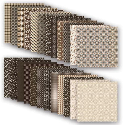Gingham Scrapbook Paper 12x12 Coffee,24 Sheets Double-Sided Bohemian Floral Patterned CardStock Paper Pad Boho Tone Decorative Craft Papers for Holiday Cardmaking DIY Origami Papers. - Image 2