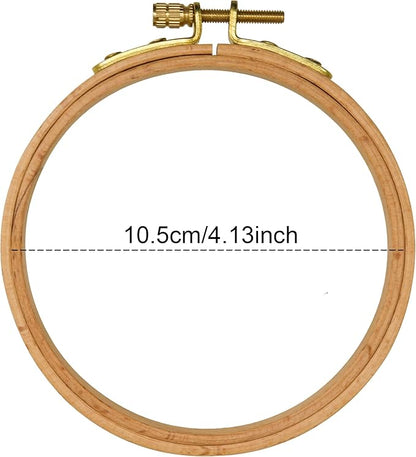 2 Pack 4'' Embroidery Hoop, Guofa 10CM Beech Wood Cross Stitch Hoops, Hanging Embroidery Frame Hoop for Decoration