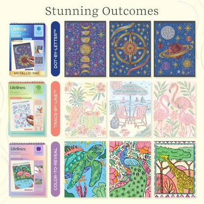 Lifelines FlowArt Activity Pad 3-Pack, Guided Art Meditation Coloring Books - Image 4