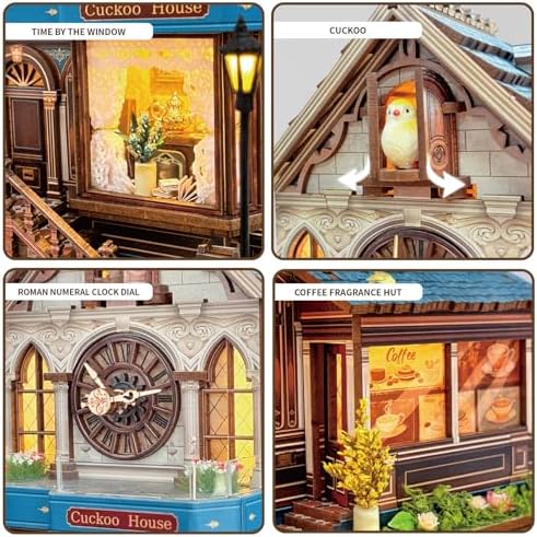 Book Nook Kit for Adults and Teens, DIY Miniature House Kit with Led Light, 3D Wooden Puzzles for Adults, Wood Gifts for Family and Friends(Cuckoo House) - Image 5