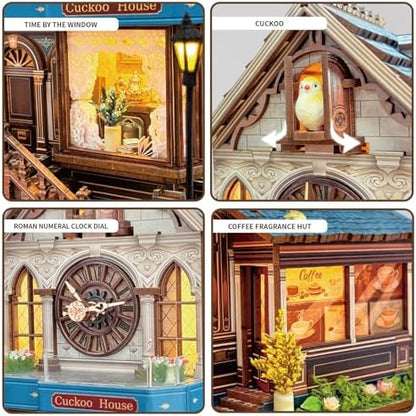 Book Nook Kit for Adults and Teens, DIY Miniature House Kit with Led Light, 3D Wooden Puzzles for Adults, Wood Gifts for Family and Friends(Cuckoo House) - Image 5