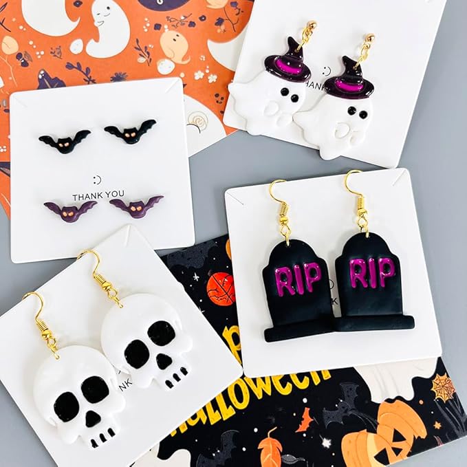 Xaekicr Halloween Polymer Clay Cutters Set – 8Pcs Clay Earring Cutters for Polymer Clay Jewelry, Ghost Bat Skull Pumpkin Shapes Clay Tools and Molds for DIY Crafts