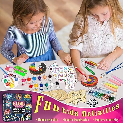 klmars Kids Wooden Painting Kit-Glow in The Dark-Arts & Crafts Gifts for Boys Girls Ages 5-12-Craft Activities Kits - Creative Art Toys for 5, 6, 7, 8, 9, 10, 11 & 12 Year Old Kids - Image 5