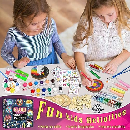 klmars Kids Wooden Painting Kit-Glow in The Dark-Arts & Crafts Gifts for Boys Girls Ages 5-12-Craft Activities Kits - Creative Art Toys for 5, 6, 7, 8, 9, 10, 11 & 12 Year Old Kids - Image 5