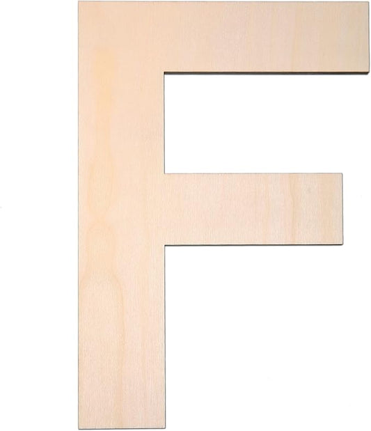 12 Inch Wooden Letter F, 1/4 Inch Thick Large Unfinished Wood Letter for DIY Crafts Home Wall Decor