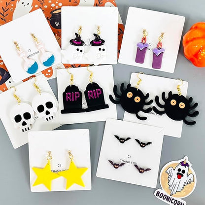 Xaekicr Halloween Polymer Clay Cutters Set – 8Pcs Clay Earring Cutters for Polymer Clay Jewelry, Ghost Bat Skull Pumpkin Shapes Clay Tools and Molds for DIY Crafts