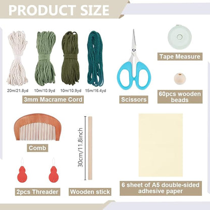 ACRNIGHEET Boho Macrame Leaf Kit for Adults Beginners Large DIY Macrame Kit Leaf Tassels Wall Hanging Elegant Wall Decor Bohemian Macrame Projects Handmade Enthusiast Gift