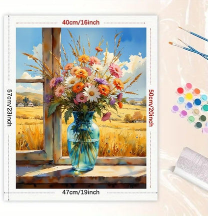 Country Wildflowers Paint by Numbers Kit for Adults - DIY Colorful Flower Bouquet Painting on Canvas 16x20 Inches, Acrylic Paint Set, Suitable for Beginners, Art for Home or Farmhouse Décor Gifts - Image 2