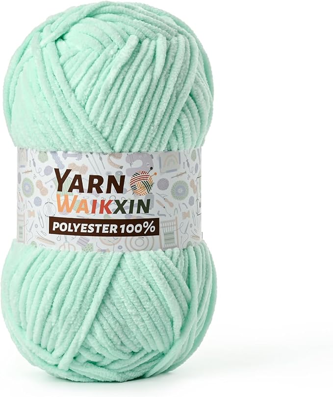 Soft Chenille Yarn for Crocheting, Fluffy Chunky Crochet Yarn for Baby Blanket, (1.76oz/65.6yds) Fuzzy Velvet Yarn for Amigurumi&DIY Puzzle、Crafts、Scarf(Aqua Green)