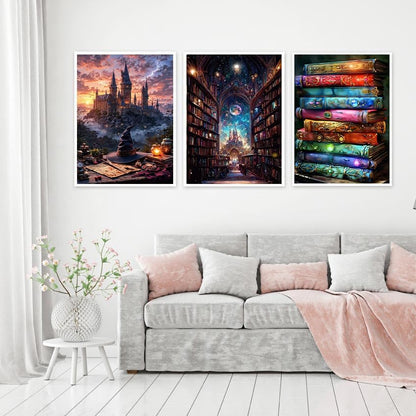 6 Pack Castle Paint by Numbers Kit for Adults Framed Canvas, Frameworkless - Image 2