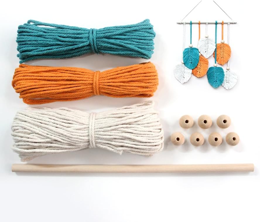 BUFANTL DIY Macrame Leaf Wall Hanging Kit for Beginners, Boho Woven Tapestry Craft Kit with Macrame Cord, Wooden Beads & Printed Instructions, Home Decor Macrame Kit for Adults. by Unknown