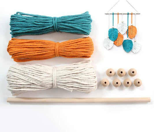 BUFANTL DIY Macrame Leaf Wall Hanging Kit for Beginners, Boho Woven Tapestry Craft Kit with Macrame Cord, Wooden Beads & Printed Instructions, Home Decor Macrame Kit for Adults. by Unknown