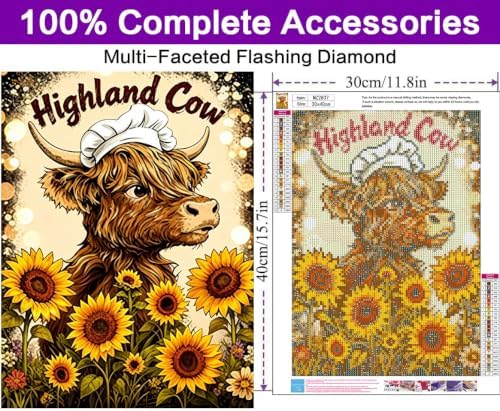 Highland Cow Diamond Art Kits for Adults, Diamond Painting Kits for Adults - Image 4