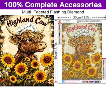Highland Cow Diamond Art Kits for Adults, Diamond Painting Kits for Adults - Image 4
