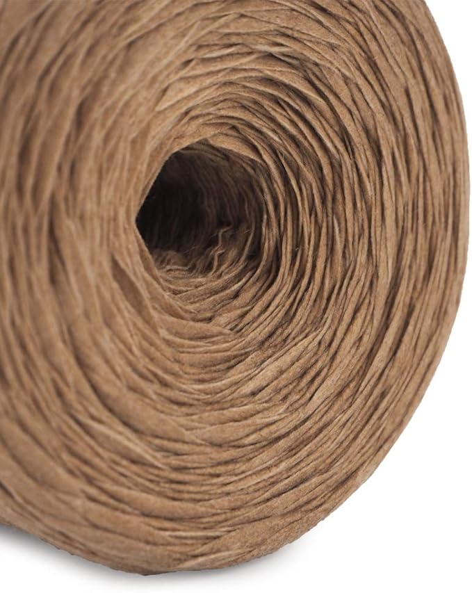NICEEC Kraft Paper Yarn- Soft Raffia Ribbon Yarn for Crocheting & Knitting, Polyester, DIY Weaving, Total 474yds, 5.3oz - Khaki