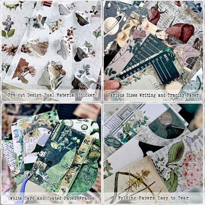 Diuhofart Vintage Scrapbooking Supplies Kit, 185pcs Junk Journal Kit with Scrapbook Paper Sticker Aesthetic Notebook Scrapbook Kit, Art Craft DIY Gift for Adult Women - Image 3