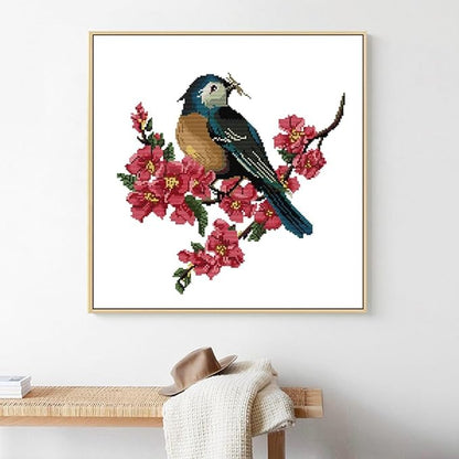 Qeerysew Cross Stitch Kits Stamped Full Range of Embroidery Starter Kits for Beginners and Adult DIY- Printed kit Bird on The Branch(Printed) 11CT19.7x19.7inches