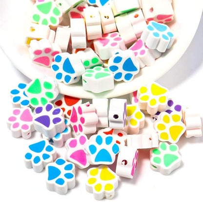 100pcs Mixed Polymer Clay Spacer Beads for Women Jewelry Making DIY Bracelet Necklace Hair Clip Accessories (Paw Print) - Image 6