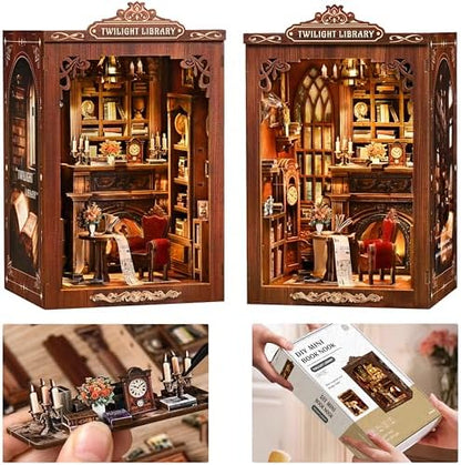 ISSEVE Book Nook Kit, Library Booknook Kits Dollhouse Bookshelf Decoration by ISSEVE